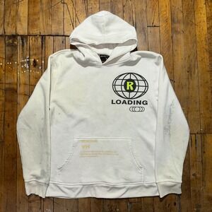 Seven Souls Hoodie Men's L White Fleece Lined‎ Kangaroo Pocket Pullover Graphic